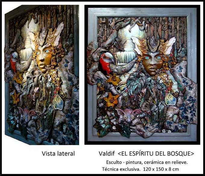 <EL ESPíRITU DEL BOSQUE> Obra cerámica 120 x 150 x 8 cm.